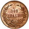 Image 2 : Quetzaltenango (?), Guatemala, copper 2 reales token, ca. 1870, Finca "Palmira" of Juan Aparicio, ra
