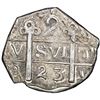 Image 1 : Tegucigalpa, Honduras, provisional "imitation cob" 2 reales, 1823-PMPY, with quadrants of cross tran