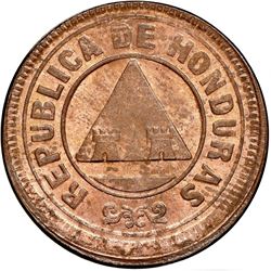 Honduras, bronze 2 centavos, 1910, denomination as CENTAVOS, NGC MS 64 RB ("top pop"), ex-Dana Rober