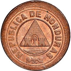 Honduras, bronze 1 centavo, 1890, denomination 1, NGC MS 63 RB, finest known in NGC census, ex-O'Bri