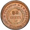Image 2 : Honduras, bronze 1 centavo, 1908, wreath type, denomination UN/10, REPLBLICA error, rotated axis, ra