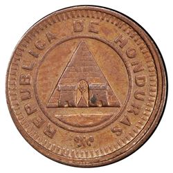 Honduras, bronze 1/2 centavo, 1881, very rare, PCGS AU58.