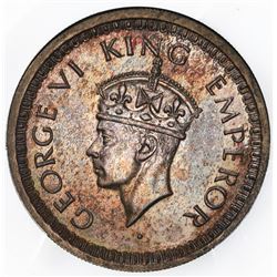 Lahore, India (British), silver original proof 1/2 rupee, George VI, 1943-L, very rare, PCGS PR65, f