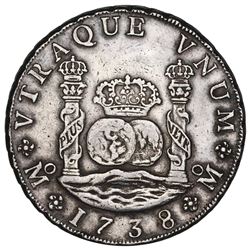 Mexico City, Mexico, pillar 8 reales, Philip V, 1738MF.