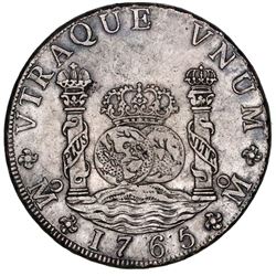 Mexico City, Mexico, pillar 8 reales, Charles III, 1765MF.