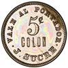 Image 1 : Colon, Panama, copper-nickel token, 5 centavos, J. Sucre (1880s?).