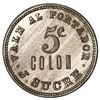Image 2 : Colon, Panama, copper-nickel token, 5 centavos, J. Sucre (1880s?).