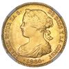 Image 1 : Madrid, Spain, gold 100 reales, Isabel II, 1864, NGC MS 65, "top pop."