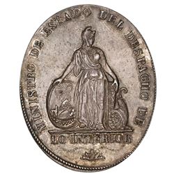 Potosi, Bolivia, oval silver medal, ca. 1830, Department of the Interior, scarce.