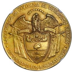 Colombia, large gold medal, 1904, tribute to Lucien Bonaparte-Wyse for Panama canal project, very ra