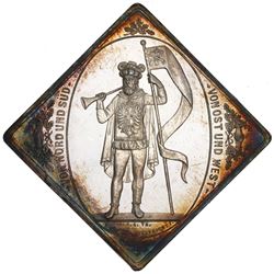 Saxony (German States), silver shooting medal klippe, 1884, Leipzig Shooting Festival, by Helfricht.