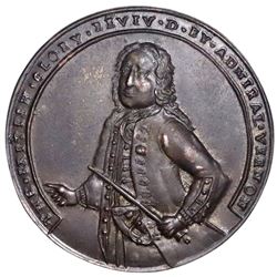 Great Britain, copper-alloy Admiral Vernon medal, 1739, Porto Bello, Vernon alone, ex-Adams.