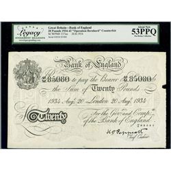 London, Great Britain, Bank of England, Operation Bernhard counterfeit 20 pounds, 20-8-1934, block 4