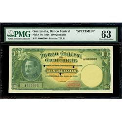 Guatemala, Banco Central, specimen 100 quetzales, 1-7-1926, very rare, PMG Choice UNC 63, finest and