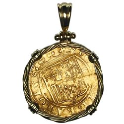 Seville, Spain, 1 escudo, Charles-Joanna, assayer * to left, mintmark S to right, mounted cross-side