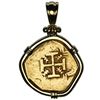 Image 2 : Seville, Spain, cob 2 escudos, Philip III, assayer D, mounted cross-side out in 18K bezel with shack