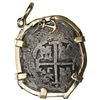 Image 2 : Potosi, Bolivia, cob 8 reales, 1675E, ex-Consolacion (1681), mounted in 14K gold bezel with shackle