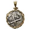 Image 2 : Lima, Peru, cob 2 reales, 1732N, ex-Princess Louisa (1743), mounted pillars-side out in twisted-wire