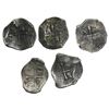 Image 2 : Lot of five Mexico City, Mexico, cob 4 reales, Philip IV, assayer P (where visible).