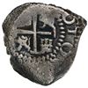 Image 2 : Potosi, Bolivia, cob 1/2 real, 1666(?)E, dot-pomegranate-dot at top.