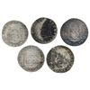 Image 1 : Lot of five Mexico City, Mexico, pillar 8 reales, Philip V, assayer MF: 1734, 1735, 1736, 1737, 1738