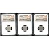 Image 1 : Lot of three Mexico City, Mexico, pillar 1R, Ferdinand VI and Charles III, all NGC genuine / El Caza
