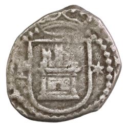 Lima, Peru, cob 1/4 real, Philip II, assayer Diego de la Torre, P to left and * to right of castle.