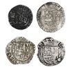 Image 1 : Lot of four Potosi, Bolivia, cob 1R (three) and 1/2R (one), Philip II, assayer R (Rincon).