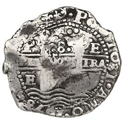 Potosi, Bolivia, cob 8 reales, 1653E, dot-PH-dot at top, ex-Jones (Plate Coin).