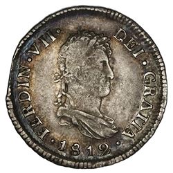 Santiago, Chile, bust 2 reales, Ferdinand VII, 1812FJ.