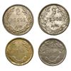 Image 2 : Lot of four Colombia, copper-nickel papel moneda coins: 2 pesos, 1907 and 1914; 1 peso, 1910 and 191