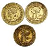 Image 1 : Lot of three Costa Rica (Central American Republic) gold 1/2E, assayers JB: 1846, 1847 and 1848.