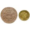 Image 1 : Lot of two Costa Rica coins: bronze 25 centimos, 1945BN-CR, PCGS AU58; brass 5 centimos, 1947BN-CR,