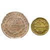 Image 2 : Lot of two Costa Rica coins: bronze 25 centimos, 1945BN-CR, PCGS AU58; brass 5 centimos, 1947BN-CR,