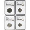 Image 1 : Lot of four Quito, Ecuador, silver minors in NGC slabs: 2 reales, 1835GJ, Fine 12; 1 real, 1833GJ, V