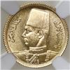 Image 1 : Egypt, gold 20 piastres, AH1357 (1938), King Farouk, NGC MS 64, ex-Jones.