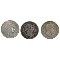 Lot of three Prussia (German States), talers of Friedrich Wilhelm III: 1824-A, 1830-A, 1836-A (minin