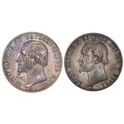 Lot of two Saxe-Coburg-Gotha (German States), talers: 1848-F, Ernst II; 1862-B, Ernst II.