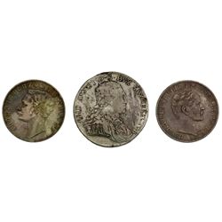 Lot of three German States talers: Nassau, 1860, Adolph; Reuss-Schleiz, 1862-A, Heinrich LXVII; Saxo