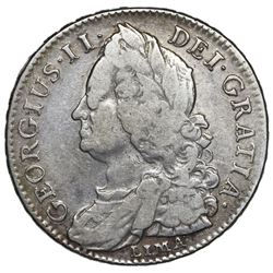 Great Britain (London, England), half crown, George II, 1745, with LIMA below bust, ex-Jones.