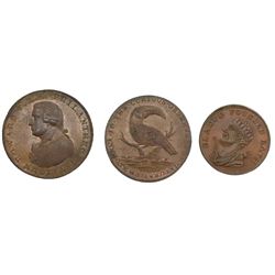 Lot of three Great Britain copper tokens of the 1790s: 1/2 penny, Middlesex, T. Hall, toucan (no dat