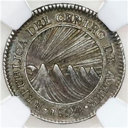 Guatemala (Central American Republic), 1 real, 1824M, NGC AU 55.