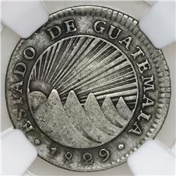 Guatemala (State), provisional 1 real, 1829M, very rare, NGC VF 25.