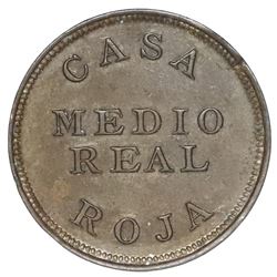 Guatemala, copper 1/2 real token, Casa Roja / Francisco Aparicio, no date (ca. 1900).