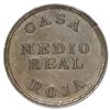 Image 1 : Guatemala, copper 1/2 real token, Casa Roja / Francisco Aparicio, no date (ca. 1900).