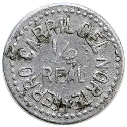 Guatemala, aluminum 1/2 real token, Ferrocarril del Norte, no date (ca. 1900).