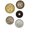 Image 2 : Lot of five Hong Kong coins: silver 10 cents, 1874-H, 1897-H; bronze 1 mil, 1866; copper-nickel 10 c