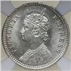 Image 1 : Calcutta, India (British), 1/4 rupee, Victoria, 1890-C, NGC MS 62.