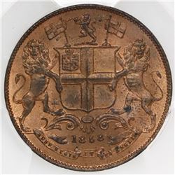 India (British East India Company), copper 1/4 anna, Victoria, 1858(W), PCGS MS64RD.