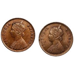 Lot of two India (British), copper 1/4 annas of Victoria: Bombay, 1886; Calcutta, 1897.